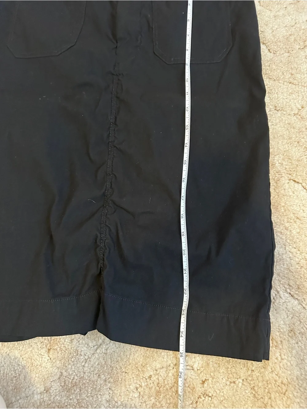 Anthropologie Black Midi Pencil Skirt with Front Patch Pockets- Medium